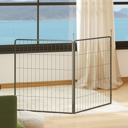 Clôture Pour Chiots En Acier, 2 Panneaux D'extension Pour Parc, 80 X 100 Cm, Noir