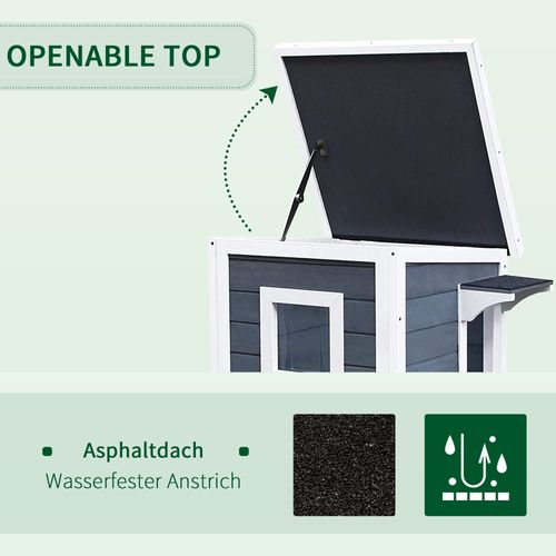 Maison à Chat En Bois De Sapin à 2 Étages Avec Escaliers Et Fenêtres, 51x51x81,3 Cm