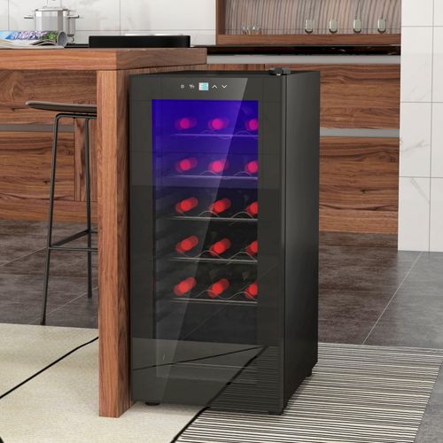 Réfrigérateur à Vin, Verre, Compresseur Pour 18 Bouteilles, 50 L, 5-18 °c, Avec Écran Tactile