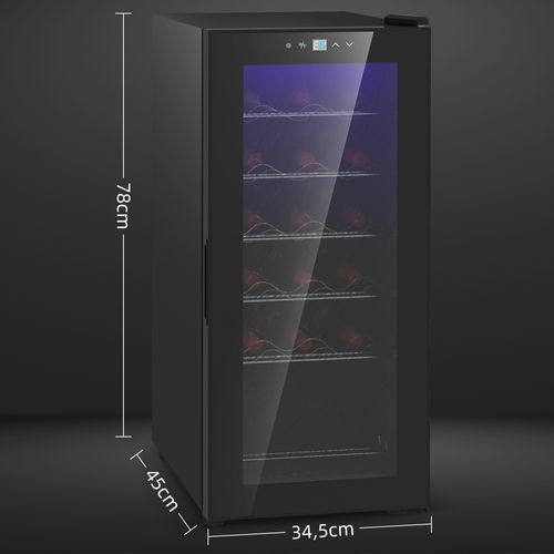 Réfrigérateur à Vin, Verre, Compresseur Pour 18 Bouteilles, 50 L, 5-18 °c, Avec Écran Tactile