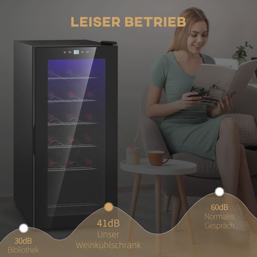 Réfrigérateur à Vin, Verre, Compresseur Pour 18 Bouteilles, 50 L, 5-18 °c, Avec Écran Tactile