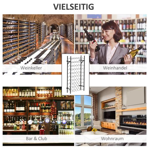 Étagère à Vin Murale En Metal, Support Élégant Pour 60 Bouteilles, Noir