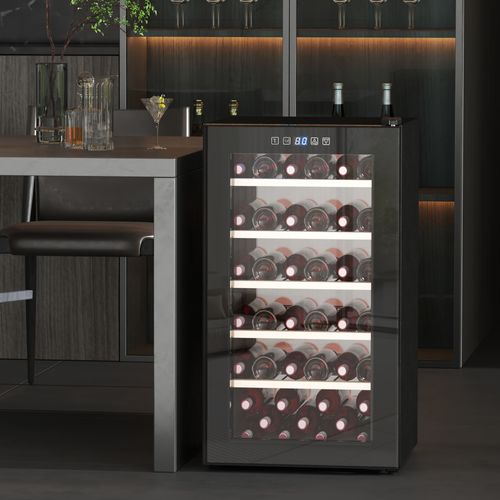 Réfrigérateur à Vin 41 Bouteilles 91l 5-20℃ Avec Porte En Verre, Éclairage LED, Noir