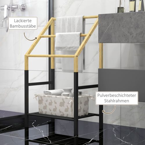 Porte-serviettes Debout En Métal Avec Étagère 3 Barres Pour Serviettes 51 X 31 X 85,5 Cm