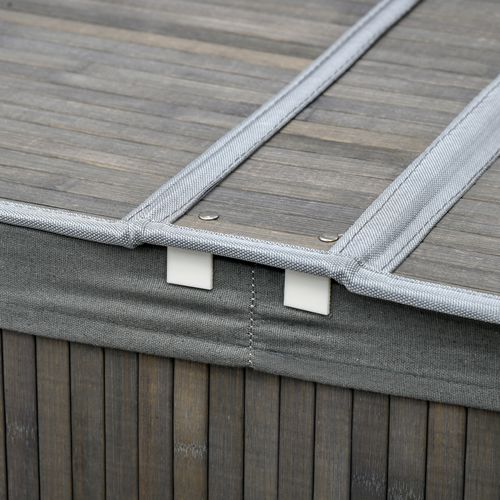 Panier à Linge 100l En Bambou Avec Couvercle, 2 Sacs Amovibles, Pour Salle De Bain, Gris