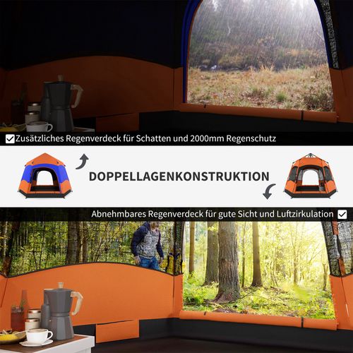 Tente Familiale Quick-up Doublée Pour 4-6 Personnes,4 Saisons,imperméable,avec Moustiquaire,2 Portes