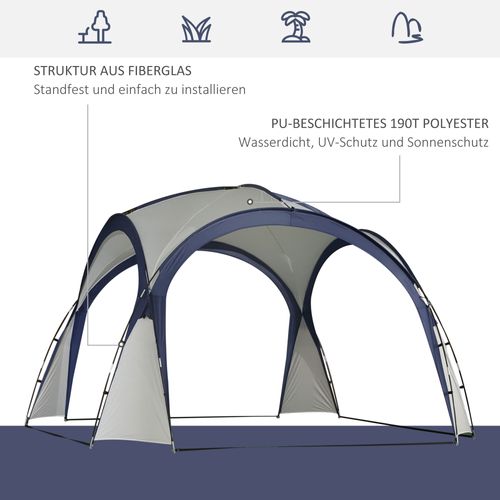 Tente De Camping En Polyester, Résistante Aux Intempéries, 3,5 X 3,5 X 2,3 M, Crème Et Bleu