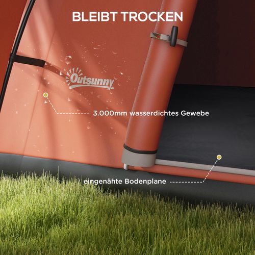 Tente Tunnel 6 Personnes, En Polyester Imperméable, Avec Fenêtres, Idéale Pour Jardin Et Terrasse