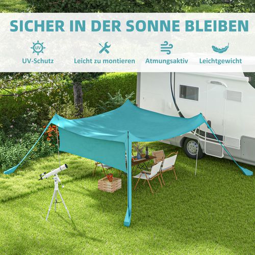 Voile D'ombrage Étanche 3x3x2m Avec Poteaux En Acier, Sac De Transport Pour Camping