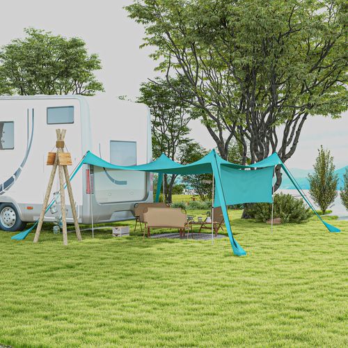 Voile D'ombrage Étanche 3x3x2m Avec Poteaux En Acier, Sac De Transport Pour Camping