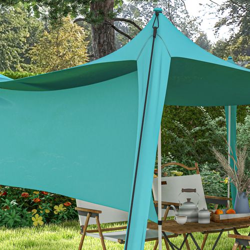 Voile D'ombrage Étanche 3x3x2m Avec Poteaux En Acier, Sac De Transport Pour Camping