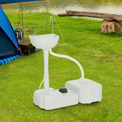 Évier De Camping En Hdpe 17l Avec Récipient Pour Eau Usée, Grand Format 83x50x103 Cm