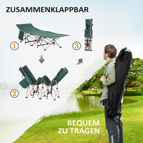 Lit De Camping Pliable En Acier Oxford, Avec Sac De Rangement, 60 x 190 Cm, Vert