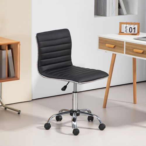 Chaise De Bureau Avec Dossier, En Tissu, Réglable En Hauteur, Roulettes, Noir