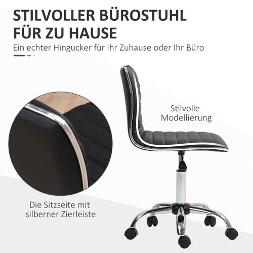 Chaise De Bureau Avec Dossier, En Tissu, Réglable En Hauteur, Roulettes, Noir