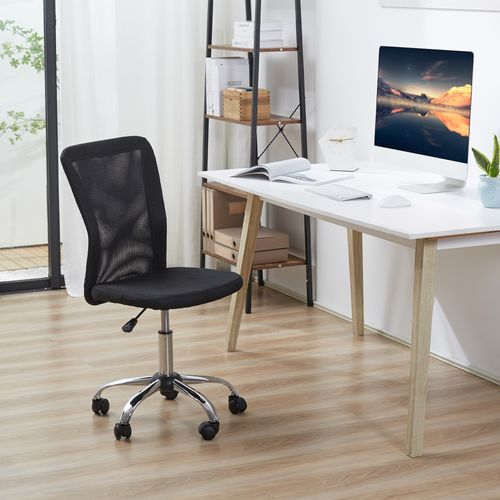 Chaise De Bureau Ergonomique Sans Accoudoirs, Réglable En Hauteur, Jusqu'à 100 Kg, Noir