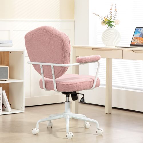 Chaise De Bureau Ergonomique En Velours Pour Ordinateur, Hauteur Réglable, Fonction Basculante, Rose