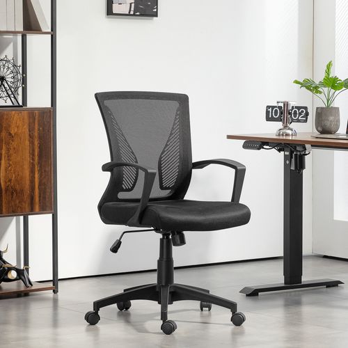 Chaise De Bureau En Métal Réglable En Hauteur Avec Fonction Basculante, Noir
