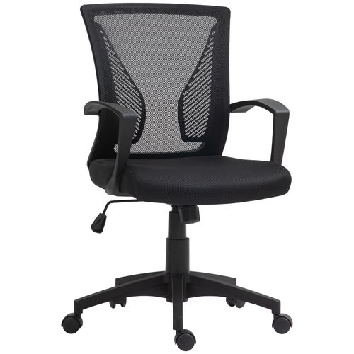 Chaise De Bureau En Métal Réglable En Hauteur Avec Fonction Basculante, Noir