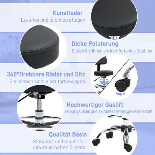 Chaise De Bureau En Cuir Synthétique Ergonomique Avec Repose-pieds, Noir