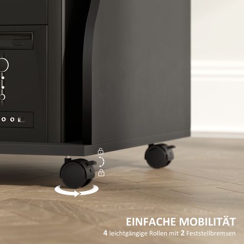 Bureau Ordinateur Avec Roulettes En Métal Et Mélaminé,avec Plateau Pour Clavier,noir 80 X 48 X 75 Cm