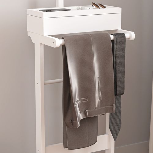 Porte-vêtements Portable, Métal Avec Organisateur De Rangement, Blanc