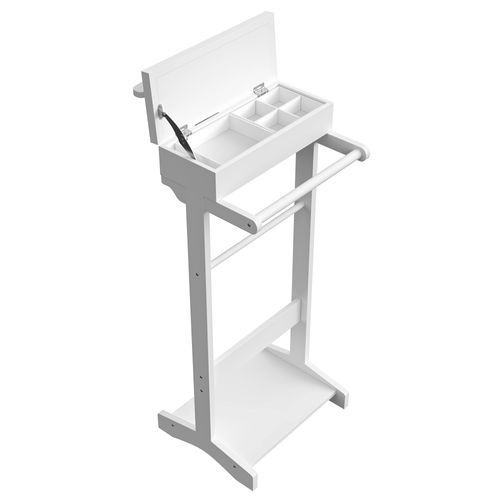 Porte-vêtements Portable, Métal Avec Organisateur De Rangement, Blanc
