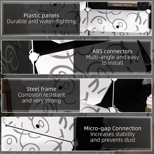 Rangement à Chaussures Diy Modulaire, Pp, 16 Compartiments, 95 X 37 X 160 Cm, Noir Et Blanc