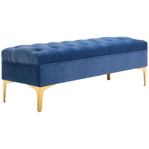 Banc De Lit En Velours Avec Pieds Surélevés 118 X 45 X 42 Cm Pour Chambre Et Couloir, Bleu