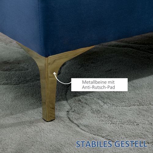 Banc De Lit En Velours Avec Pieds Surélevés 118 X 45 X 42 Cm Pour Chambre Et Couloir, Bleu