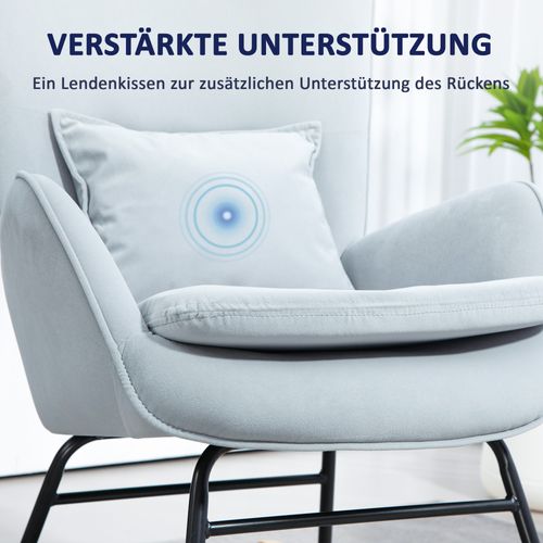 Fauteuil à Bascule En Velours, Fauteuil à Accoudoirs, Capacité Jusqu'à 120 Kg, Gris Clair