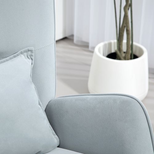 Fauteuil à Bascule En Velours, Fauteuil à Accoudoirs, Capacité Jusqu'à 120 Kg, Gris Clair