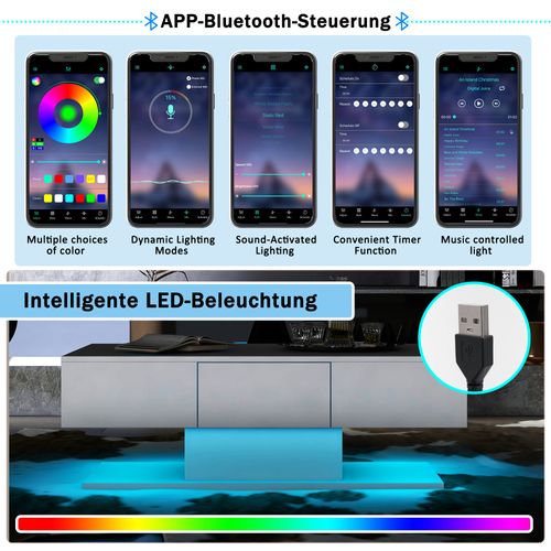 Table Basse Moderne En Bois Avec 2 Tiroirs Laque Blanche 100cm