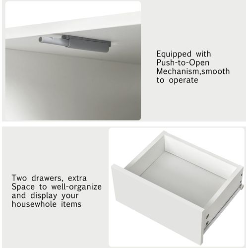 Table Basse Moderne En Bois Avec 2 Tiroirs Laque Blanche 100cm