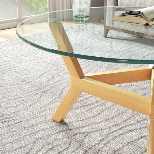 Table Basse En Verre Trempé, Table De Salon Avec Pieds Réglables, Cadre En Acier, Transparent