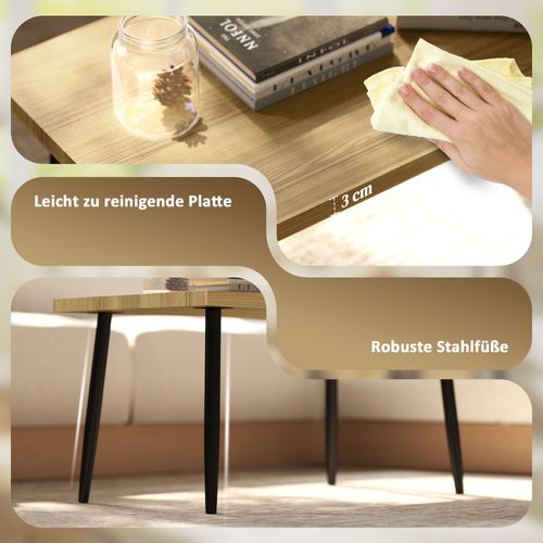 Ensemble De 2 Tables Basses En Acier, Tables D'appoint Pour Salon Et Chambre, Naturel