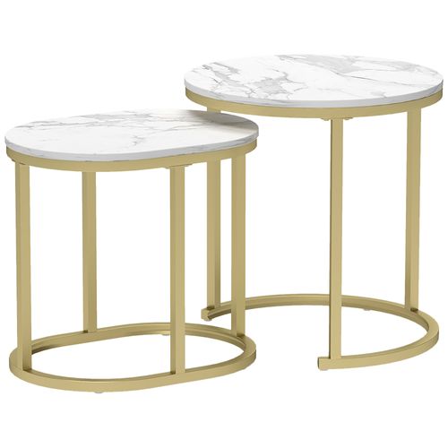 Table D'appoint Ronde, Cadre En Acier, Empilable, Pour Salon Ou Chambre, Blanc