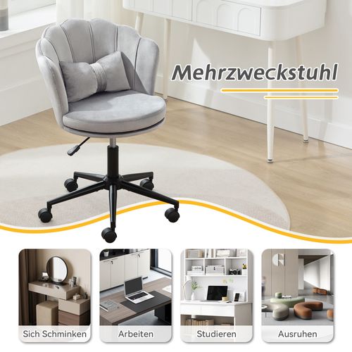 Chaise D'âme Moderne En Tissu, Dossier En Forme De Pétale, Coussin Lombaire, Réglable En Hauteur