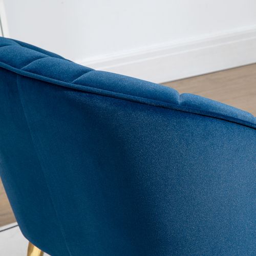 Fauteuil Lounge Velours, Relax Avec Pieds En Acier, 65 X 64 X 77 Cm, Bleu Foncé