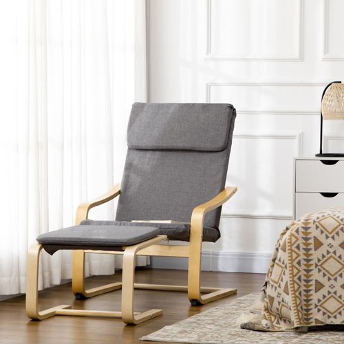 Fauteuil Relax Avec Repose-pieds En Lin Gris à Accoudoirs Pour Salon Et Détente