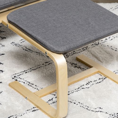 Fauteuil Relax Avec Repose-pieds En Lin Gris à Accoudoirs Pour Salon Et Détente