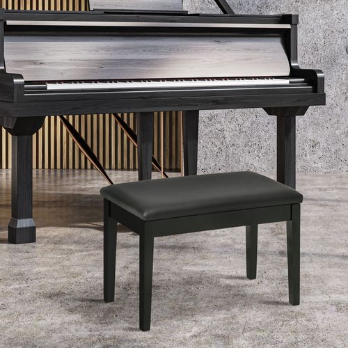 Banc De Piano Réglable En Hauteur Avec Rangement, Coussin En Simili Noir, 75x35x49 Cm