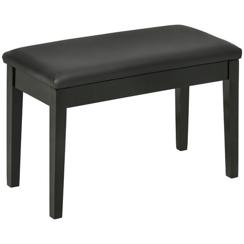 Banc De Piano Réglable En Hauteur Avec Rangement, Coussin En Simili Noir, 75x35x49 Cm