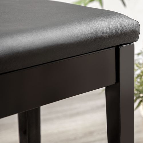 Banc De Piano Réglable En Hauteur Avec Rangement, Coussin En Simili Noir, 75x35x49 Cm