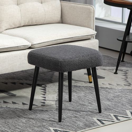 Pouf Carré En Acier Imitation Cachemire, Idéal Pour Le Salon Et La Chambre, Gris Foncé