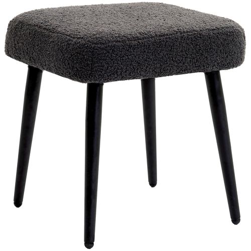 Pouf Carré En Acier Imitation Cachemire, Idéal Pour Le Salon Et La Chambre, Gris Foncé