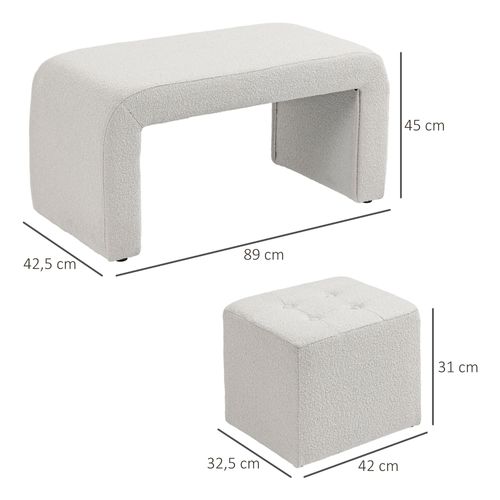 Set De Poufs 3 Pièces, Poufs Rembourrés Élégants, Blanc