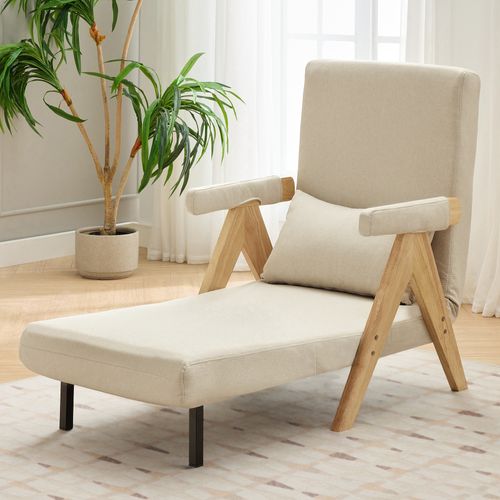 Fauteuil Convertible 3-en-1 En Tissu, Fonction Lit, Rembourré, Pour Salon, Chambre, Bureau
