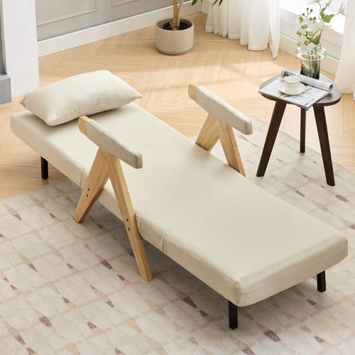 Fauteuil Convertible 3-en-1 En Tissu, Fonction Lit, Rembourré, Pour Salon, Chambre, Bureau