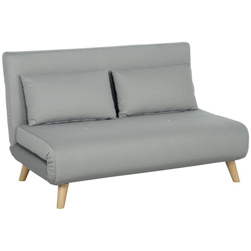 Fauteuil Convertible En Lit, Velours, Dossier Inclinable, Coussin Lombaire, Gris